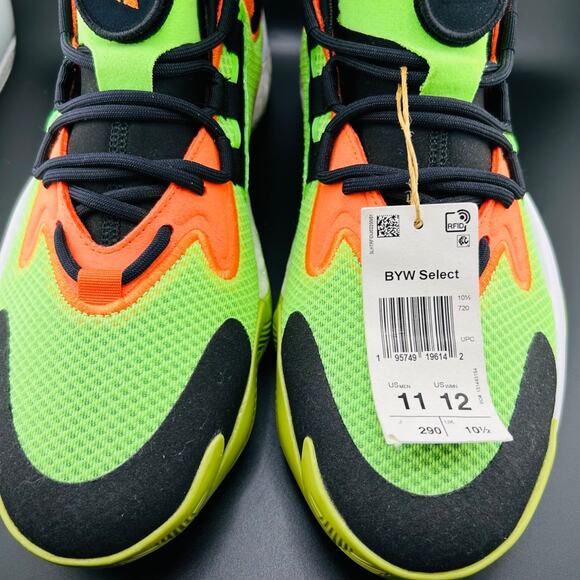 Adidas BYW Select Basketball Shoes Solar Green Impact Orange Core IG4948 Sz 11 - Picture 2 of 9